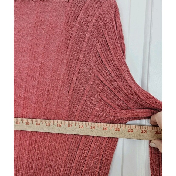 Hooked Up Long Knit Open Cardigan women's LARGE Coral EUC, Beachy, Boho, Casual - Picture 6 of 9